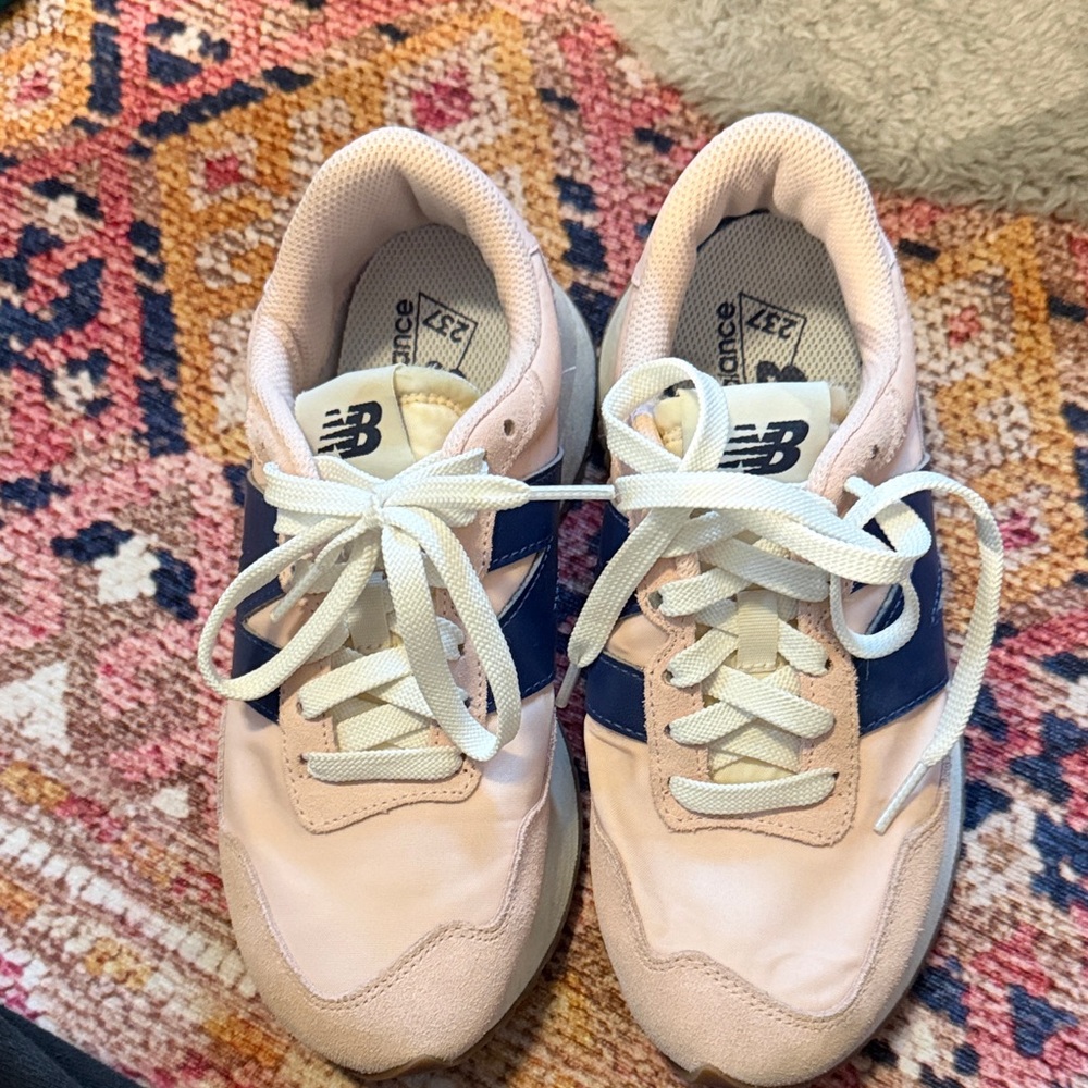 New Balance Cream and Navy Sneakers
